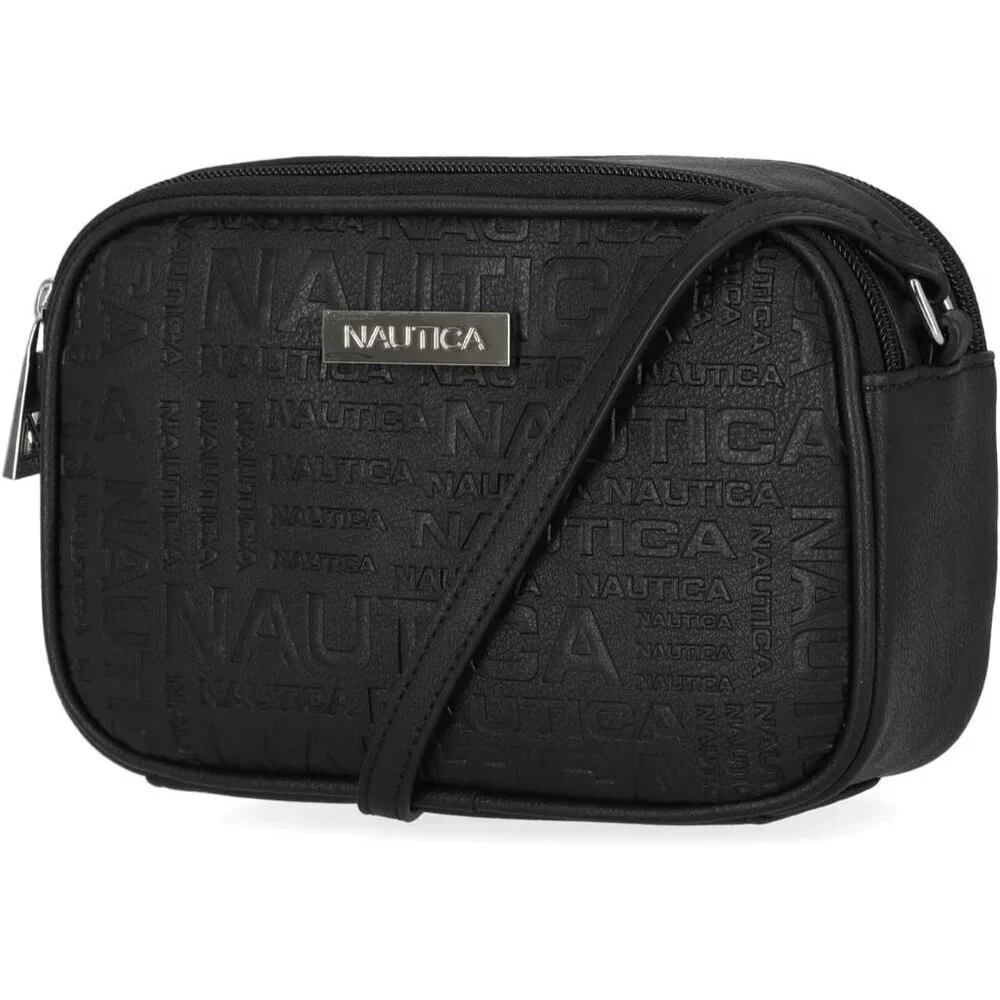 Women's Embossed (Black) PU leather Candid Camera Adjustable Crossbody Bag